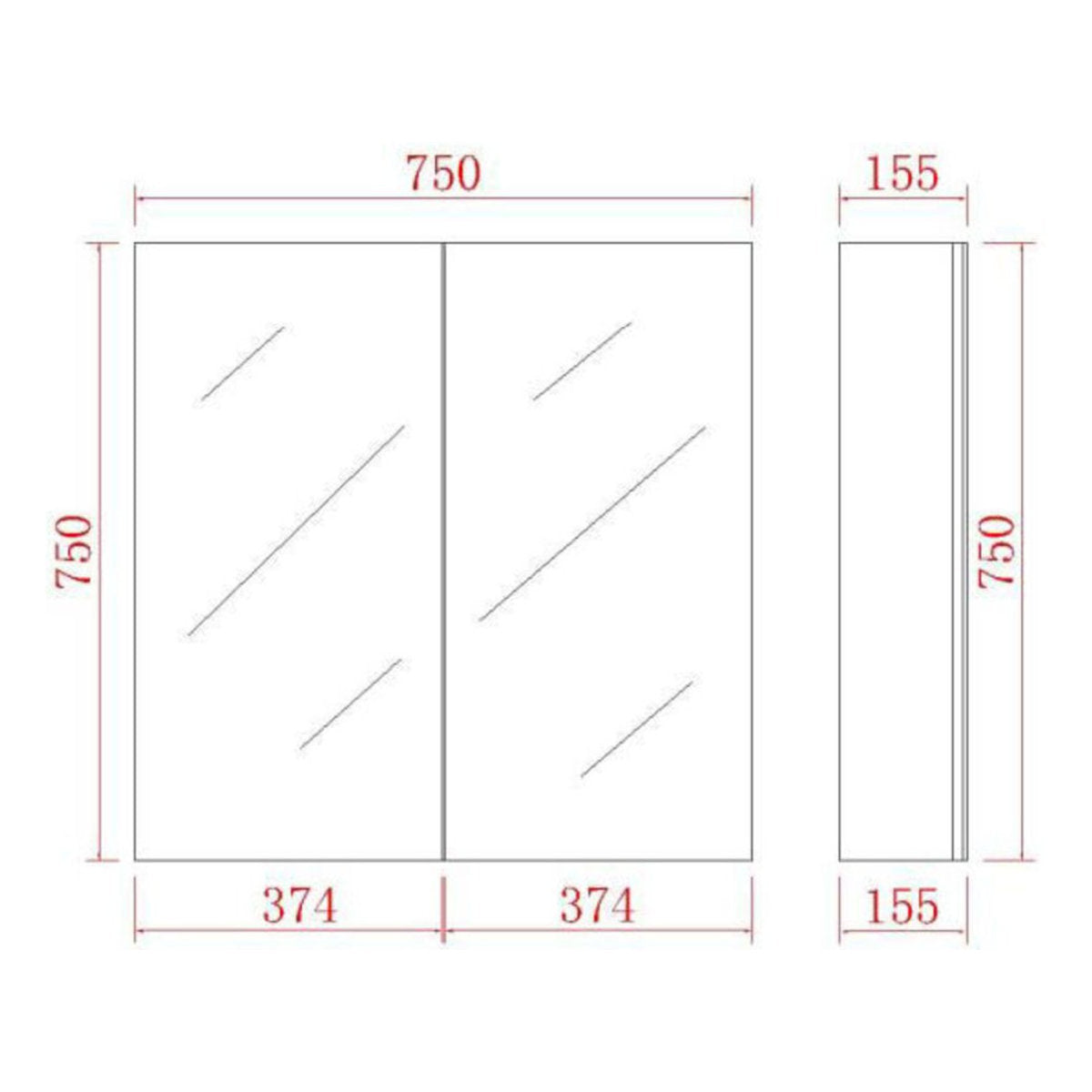 Polar Shaving Cabinet, Gloss White, 750mm
