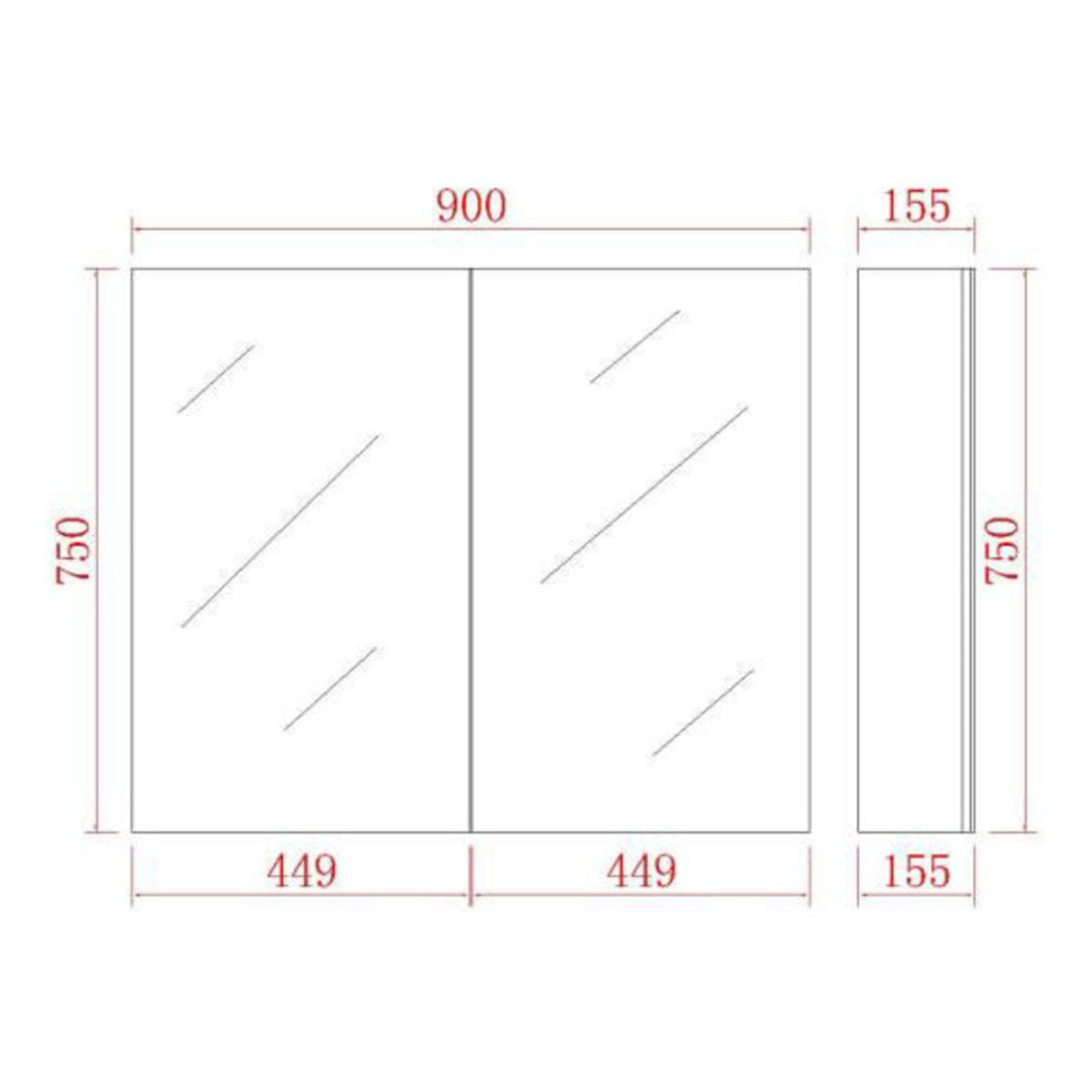 Polar Shaving Cabinet, Gloss White, 900mm