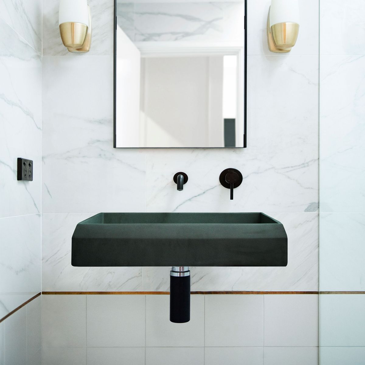 Nood Wall Mount Prism Rectangle Basin in Charcoal