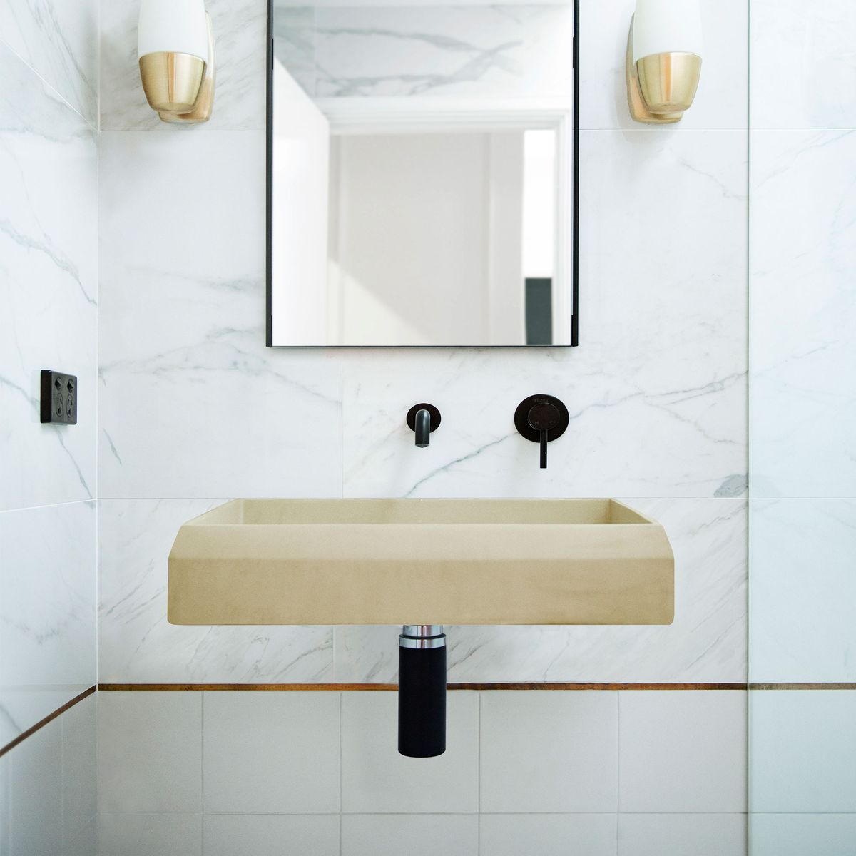 Nood Wall Mount Prism Rectangle Basin in Custard