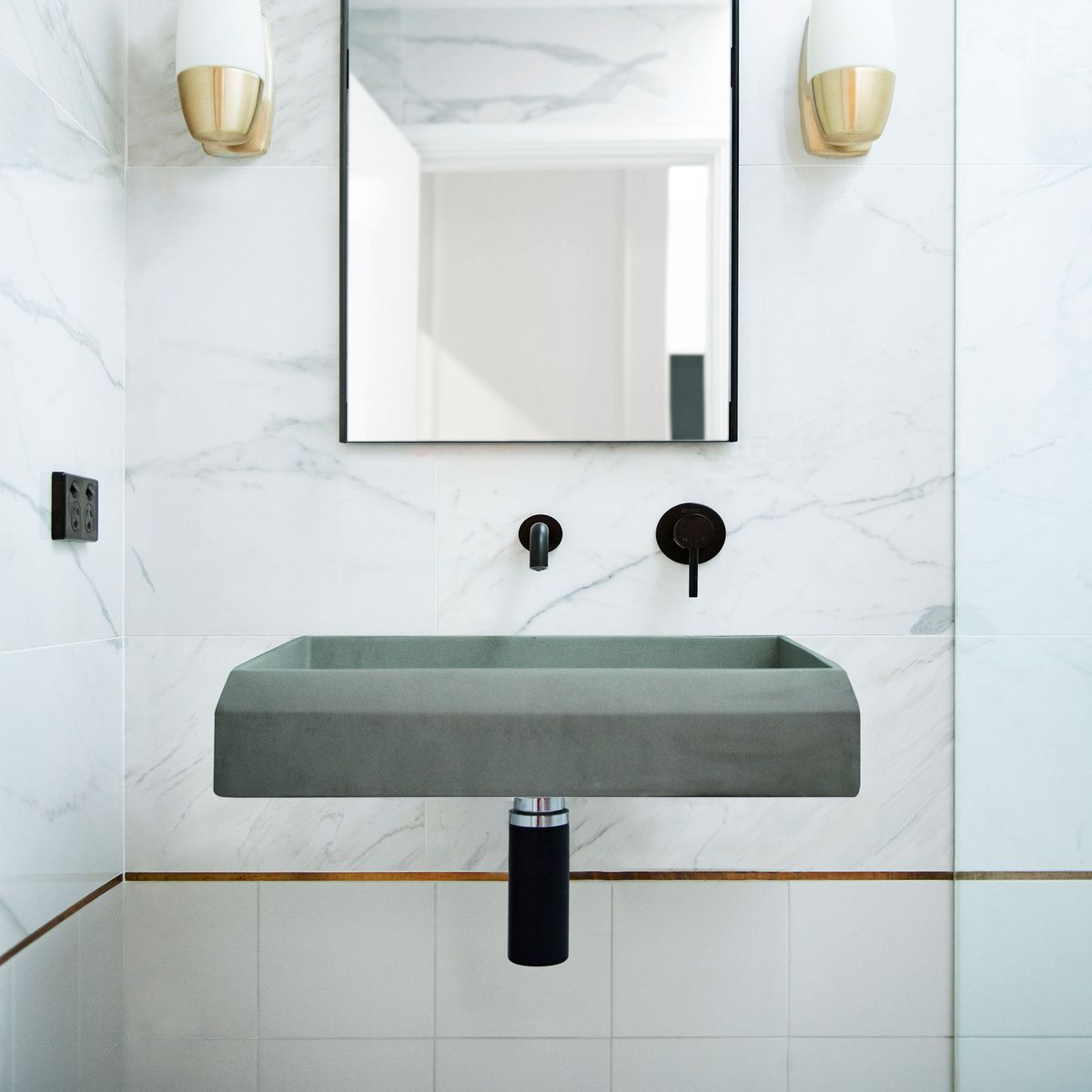 Nood Wall Mount Prism Rectangle Basin in Mid Tone Grey