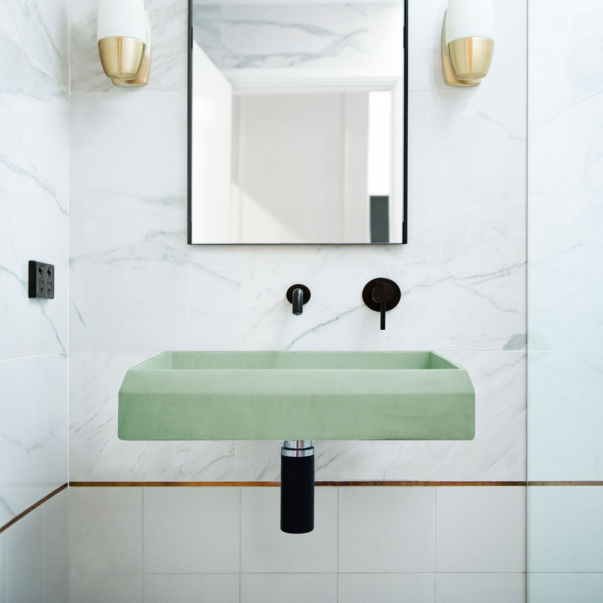 Nood Wall Mount Prism Rectangle Basin in Mint