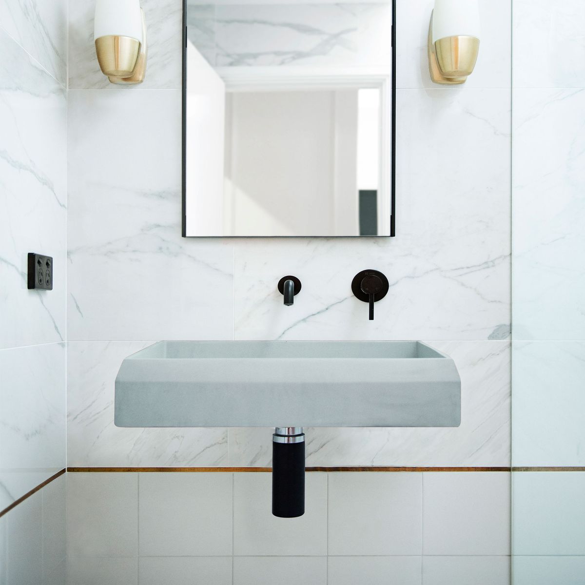 Nood Wall Mount Prism Rectangle Basin in Powder Blue