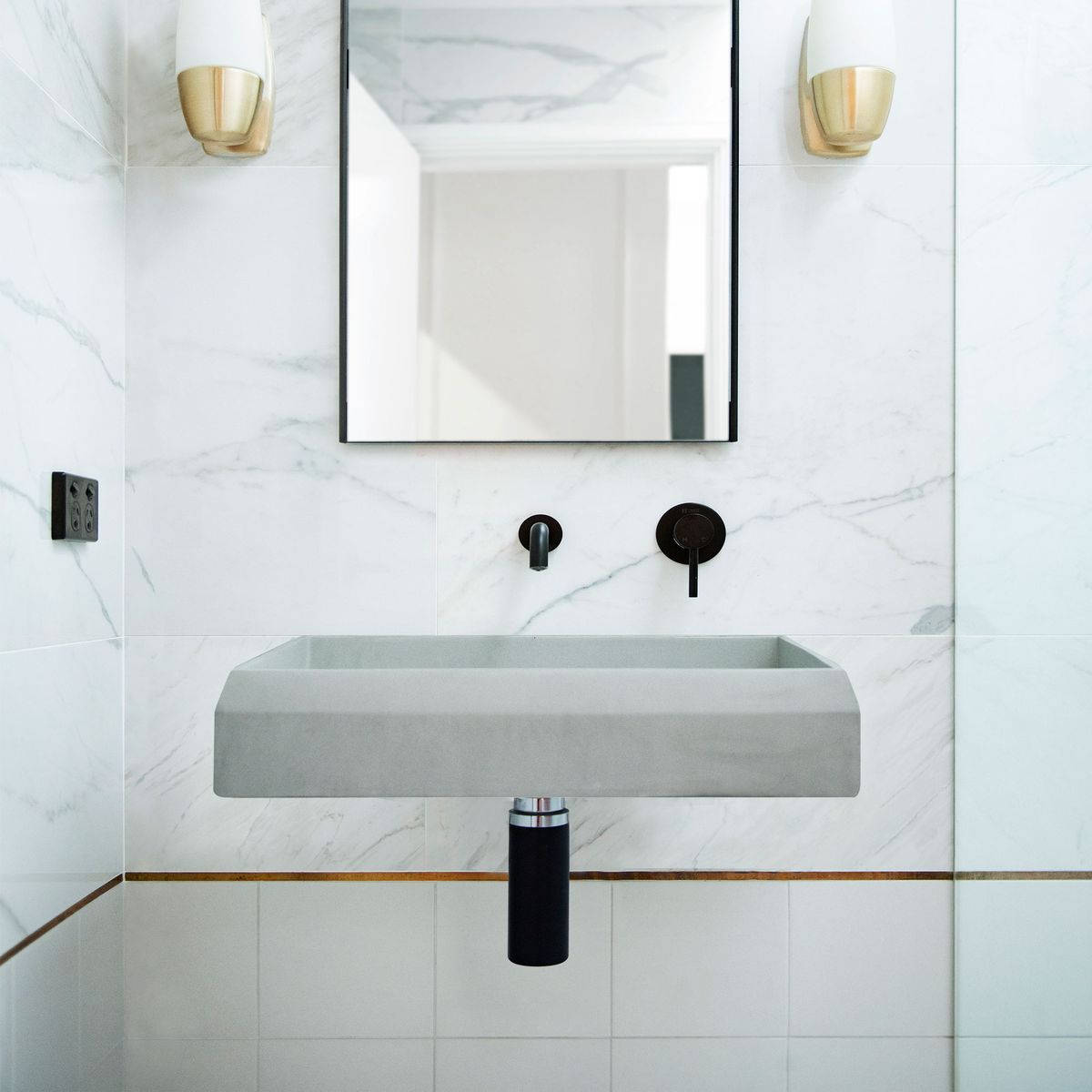 Nood Wall Mount Prism Rectangle Basin in Sky Grey