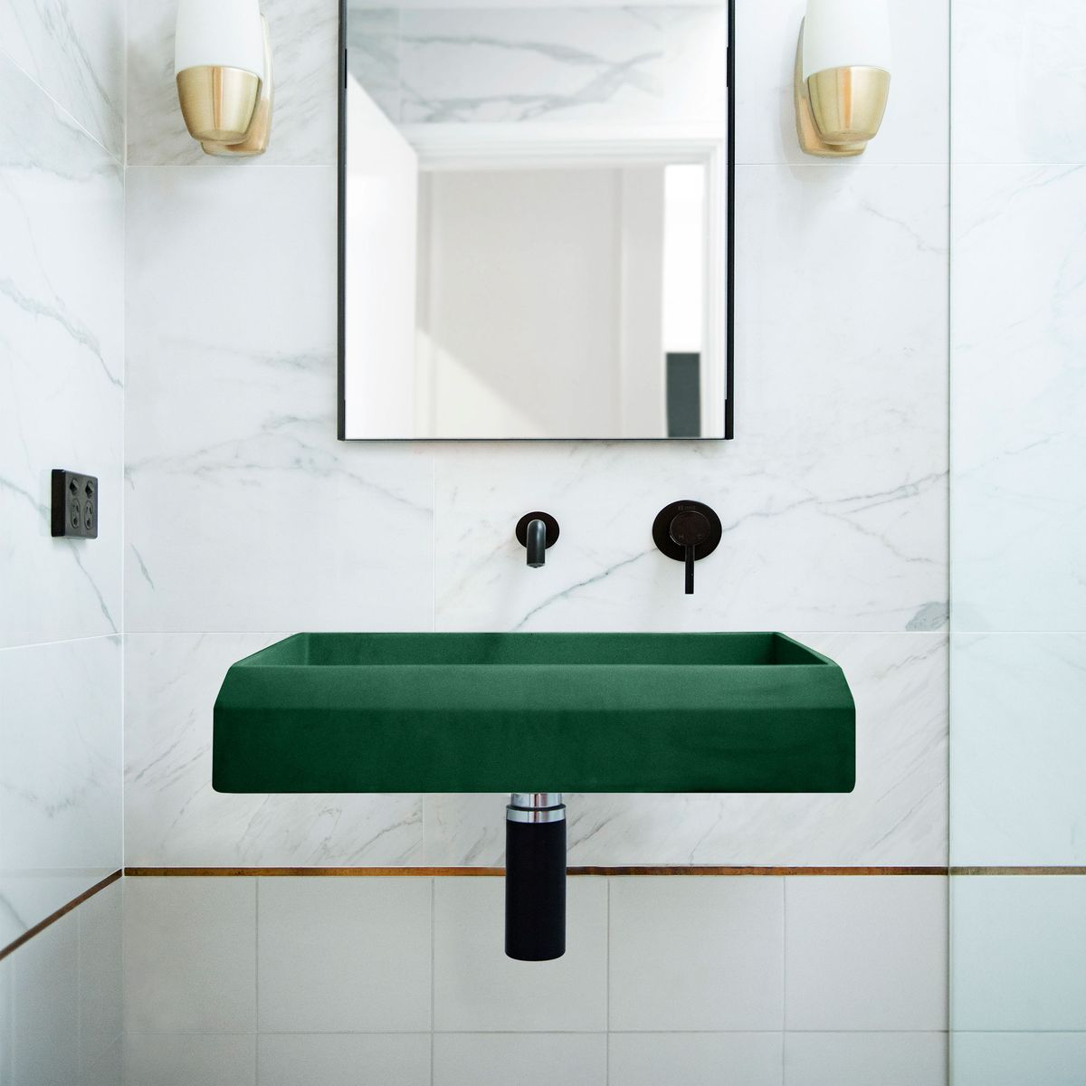Nood Wall Mount Prism Rectangle Basin in Teal