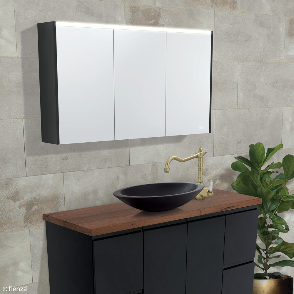 Fienza 900 LED Mirror Cabinet with Gloss White Side Panels