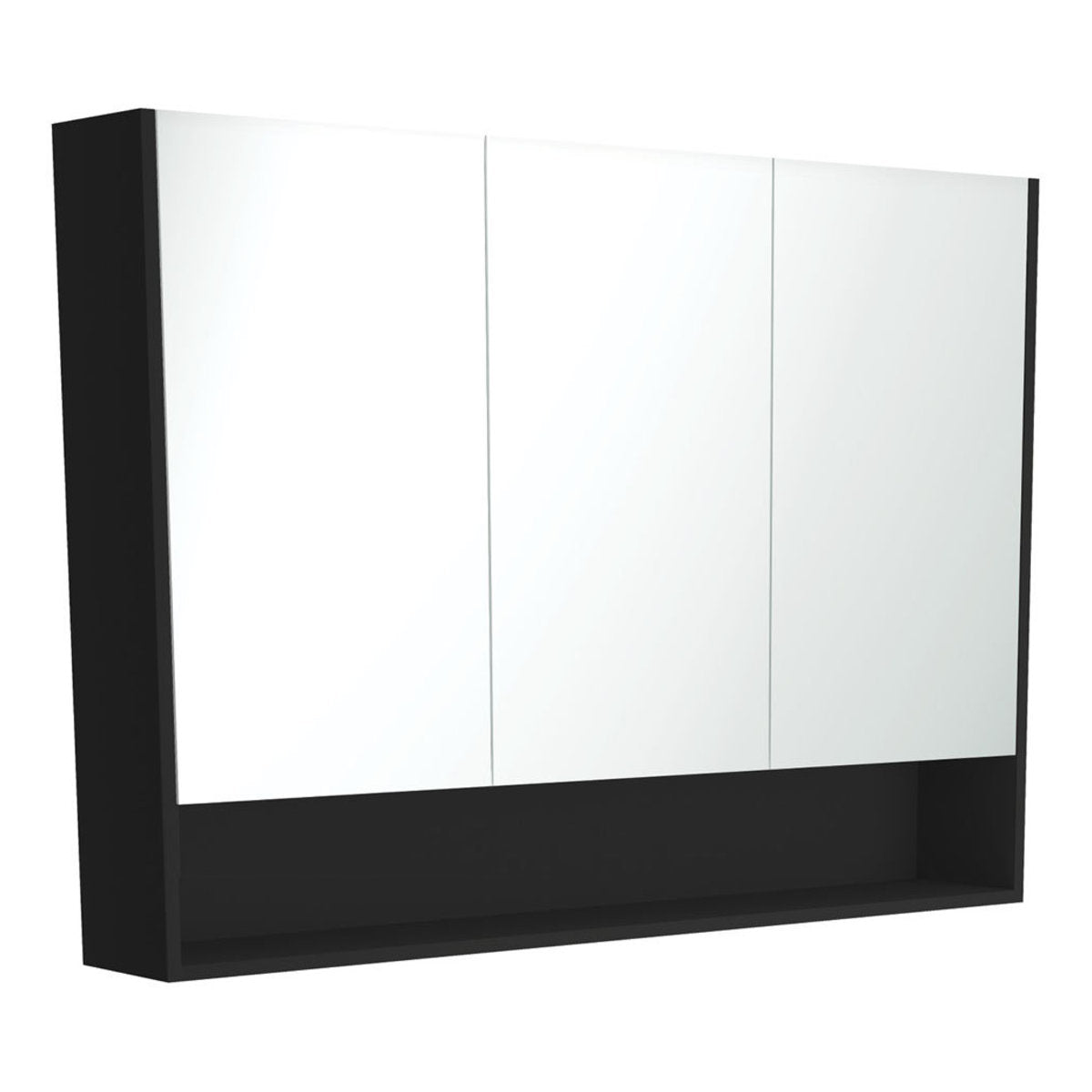 Fienza 1200 Mirror Cabinet with Display Shelf, Satin Black
