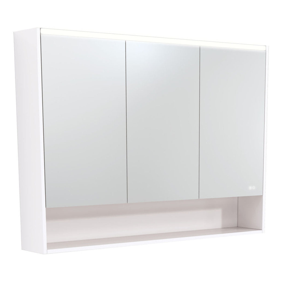 Fienza 1200 LED Mirror Cabinet with Display Shelf, Gloss White
