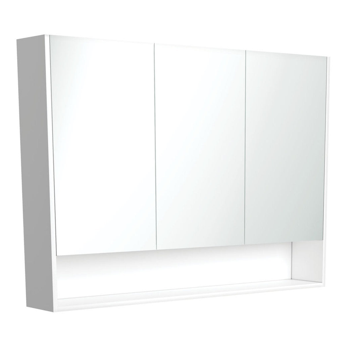 Fienza 1200 Mirror Cabinet with Display Shelf, Gloss White