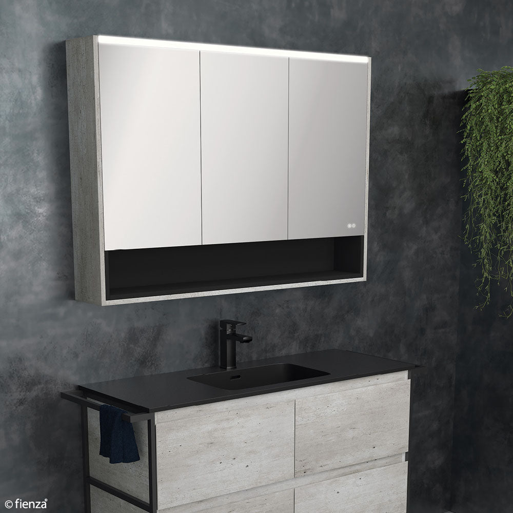 Fienza 900 LED Mirror Cabinet with Display Shelf, Scandi Oak