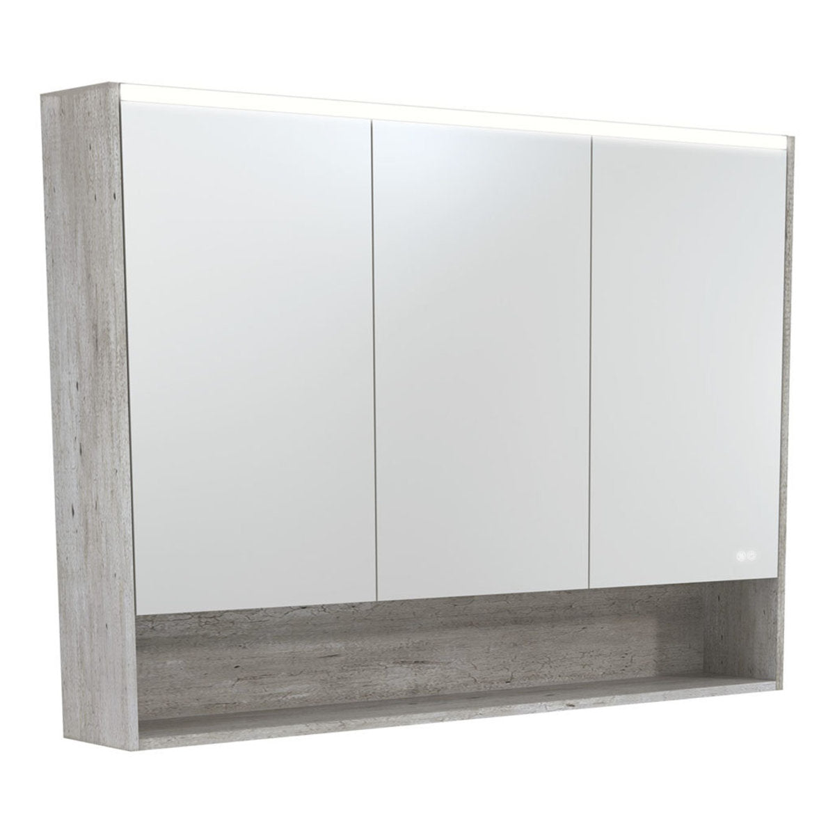 Fienza 1200 LED Mirror Cabinet with Display Shelf, Industrial