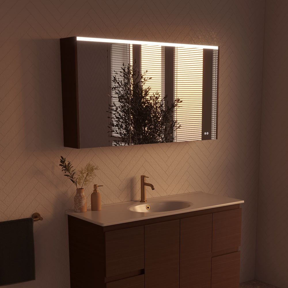 Fienza 1200 LED Mirror Cabinet with Walnut Side Panels
