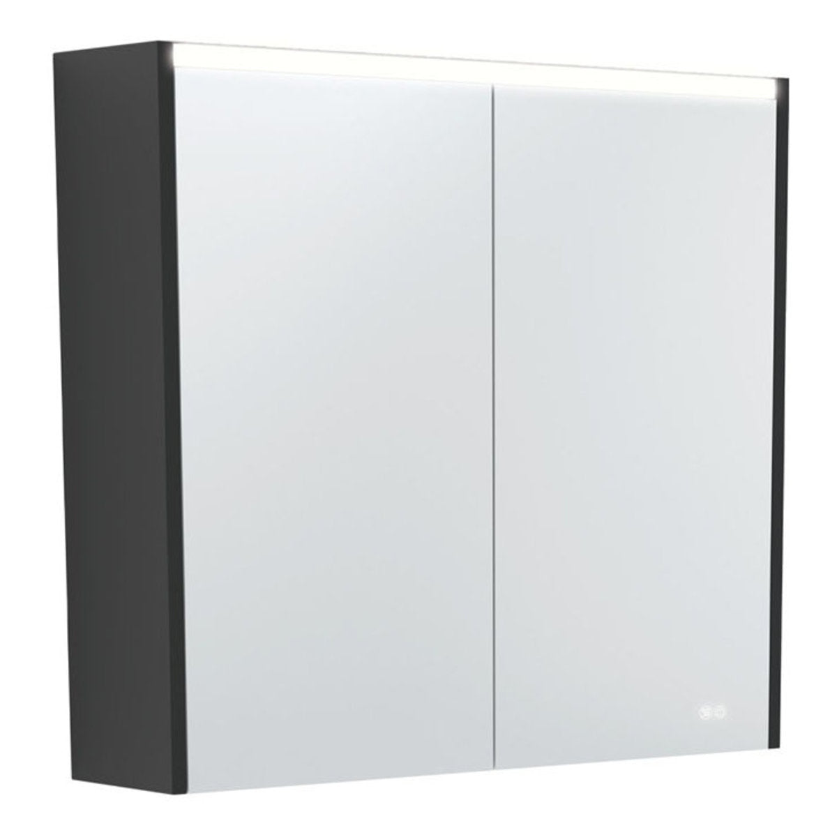 Fienza 750 LED Mirror Cabinet with Satin Black Side Panels