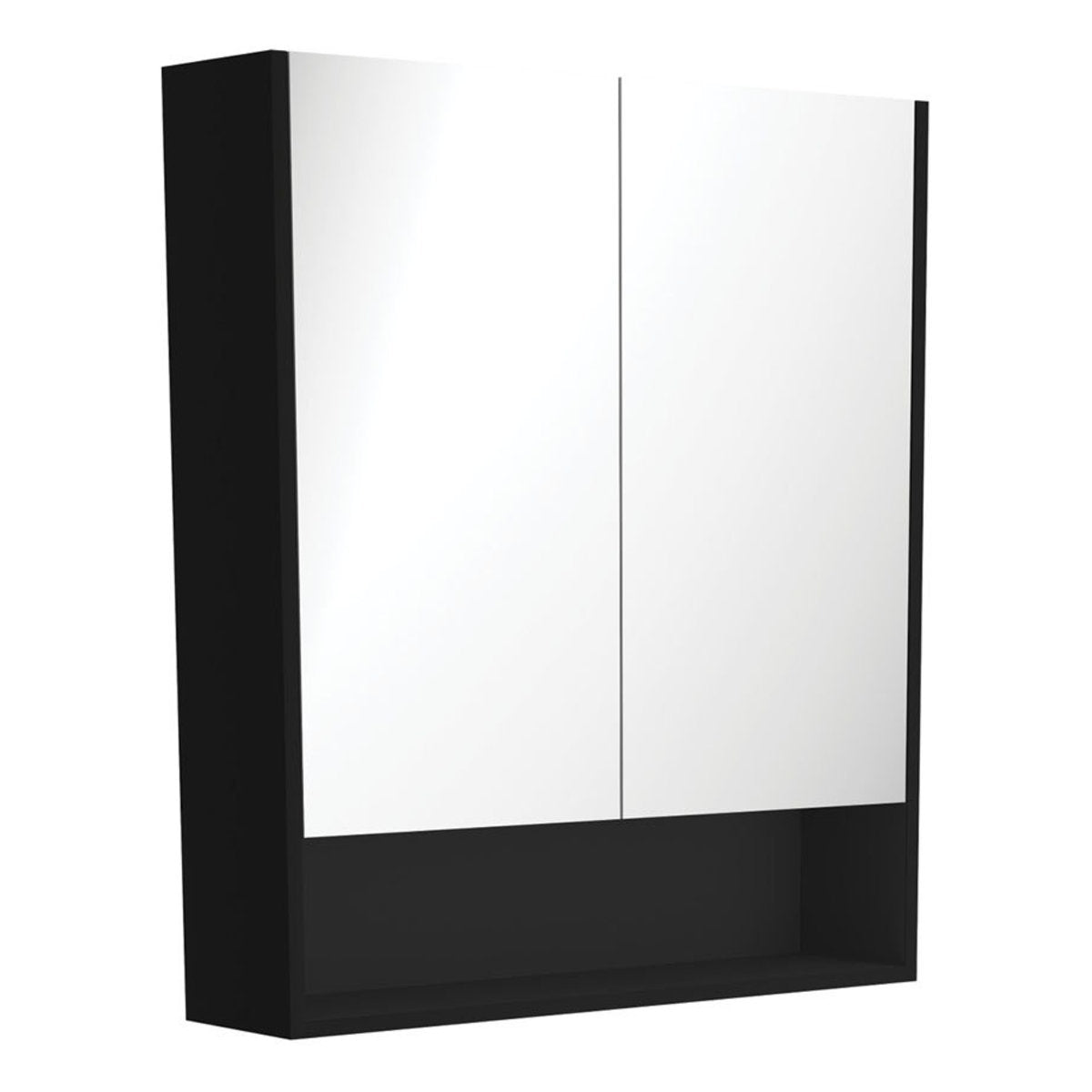 Fienza 750 Mirror Cabinet with Display Shelf, Satin Black