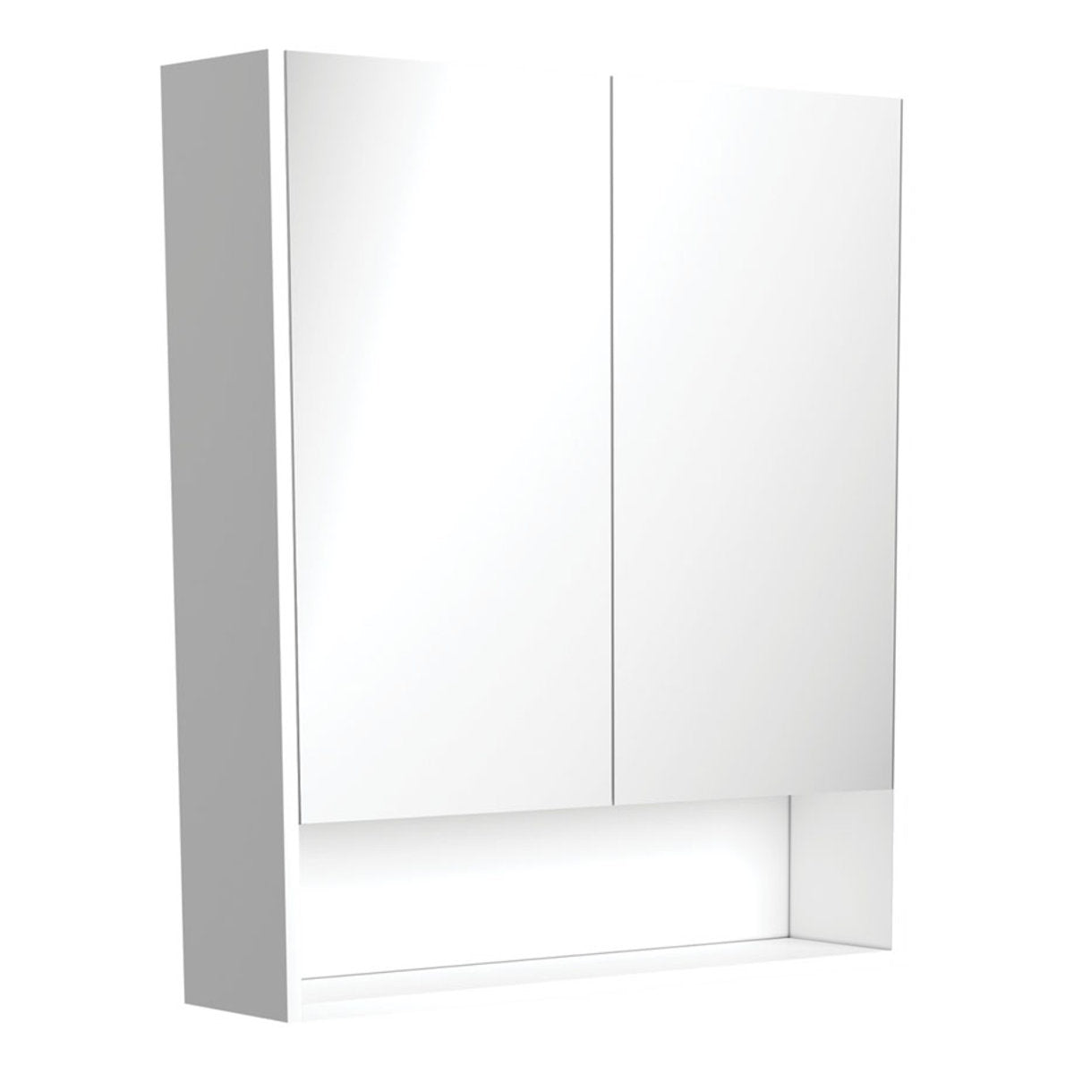 Fienza 750 Mirror Cabinet with Display Shelf, Satin White
