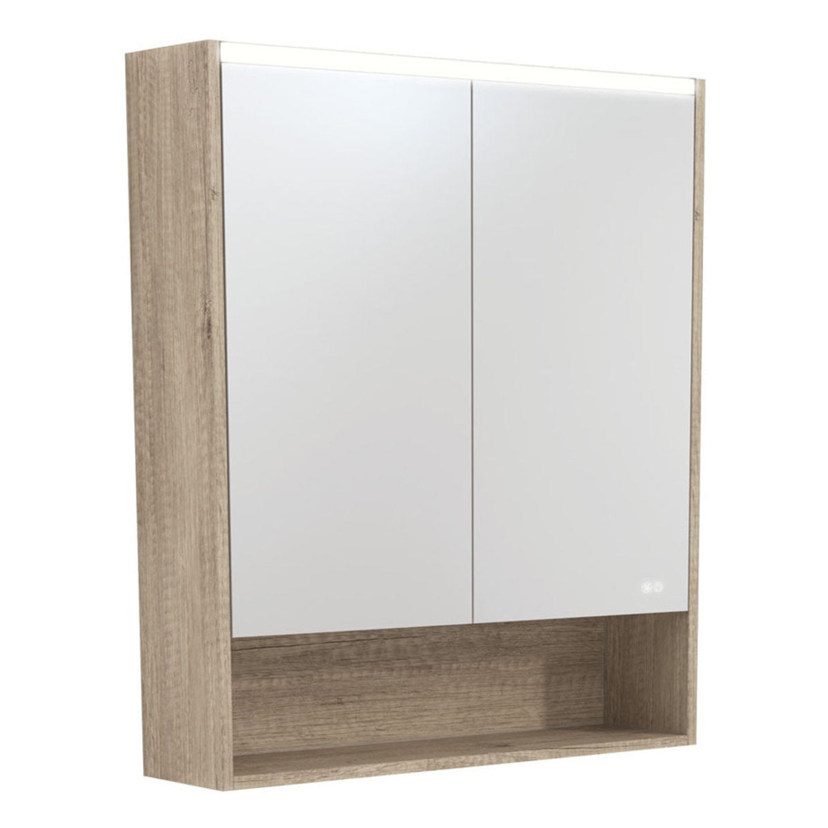 Fienza 750 LED Mirror Cabinet with Display Shelf, Scandi Oak