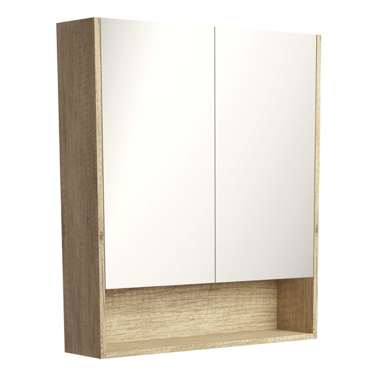 Fienza 750 Mirror Cabinet with Display Shelf, Scandi Oak