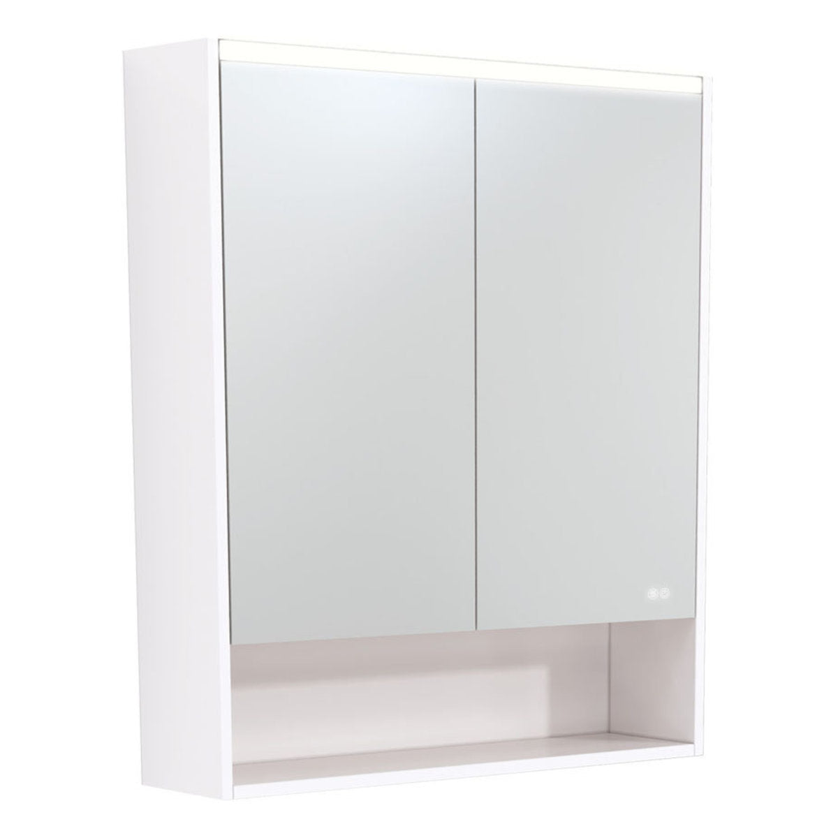 Fienza 750 LED Mirror Cabinet with Display Shelf, Gloss White