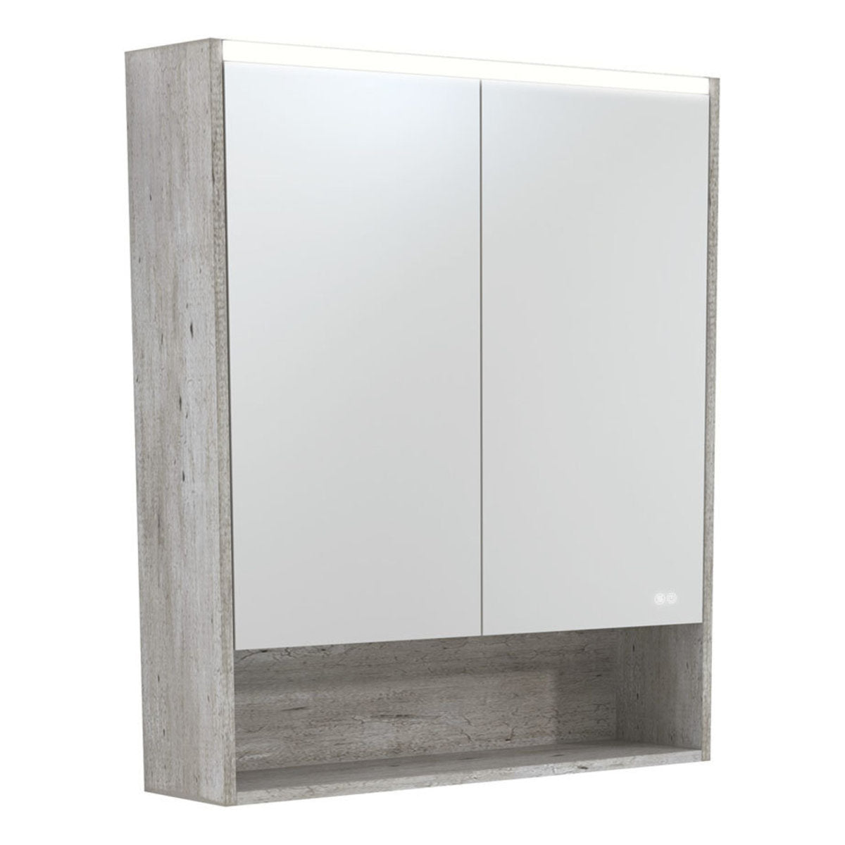 Fienza 750 LED Mirror Cabinet with Display Shelf, Industrial