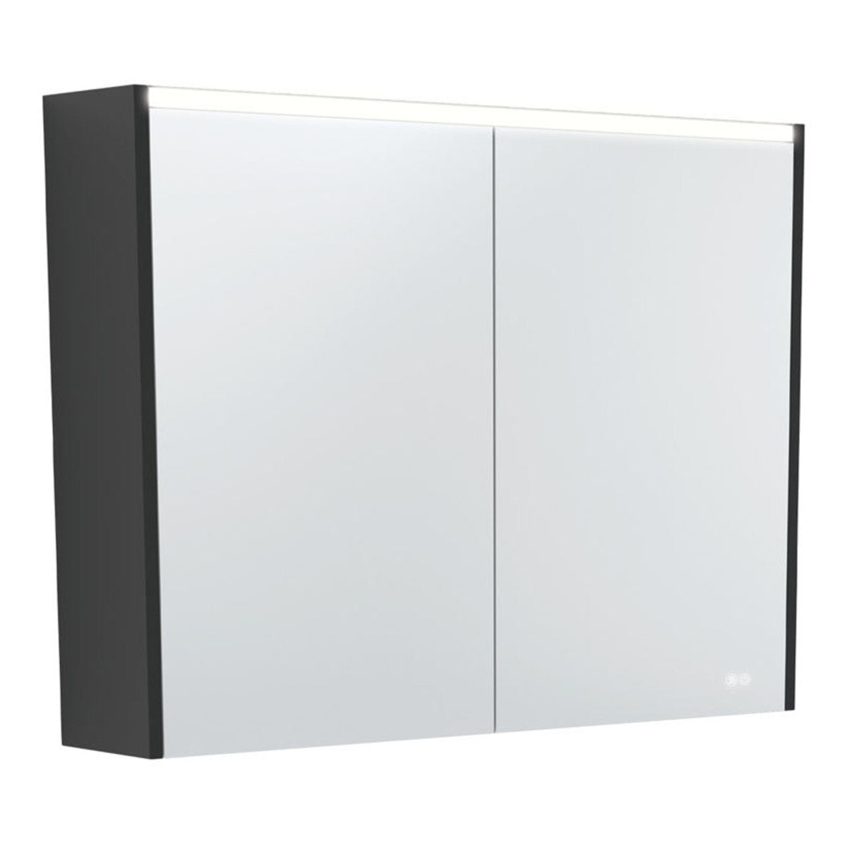 Fienza 900 LED Mirror Cabinet with Satin Black Side Panels
