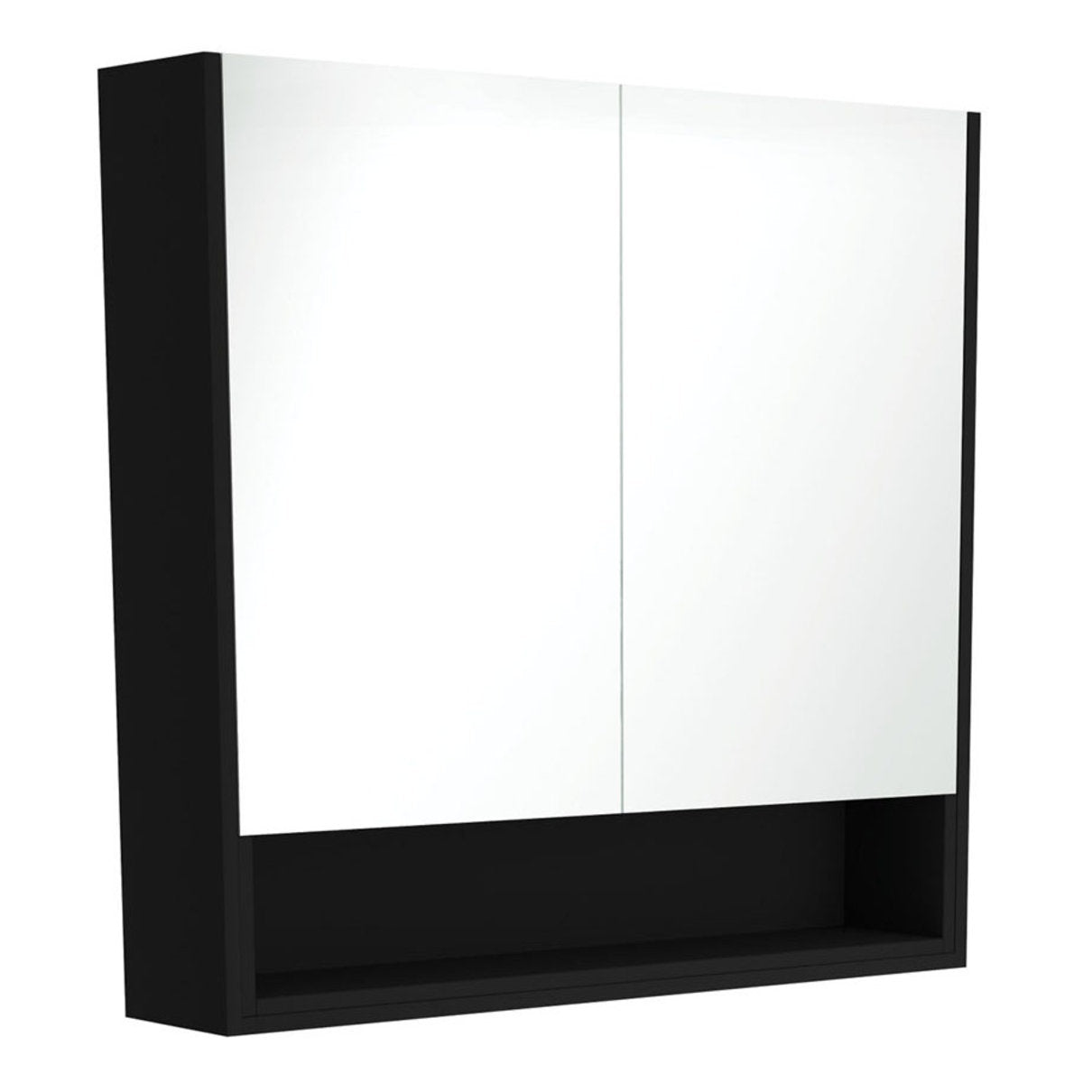 Fienza 900 Mirror Cabinet with Display Shelf, Satin Black