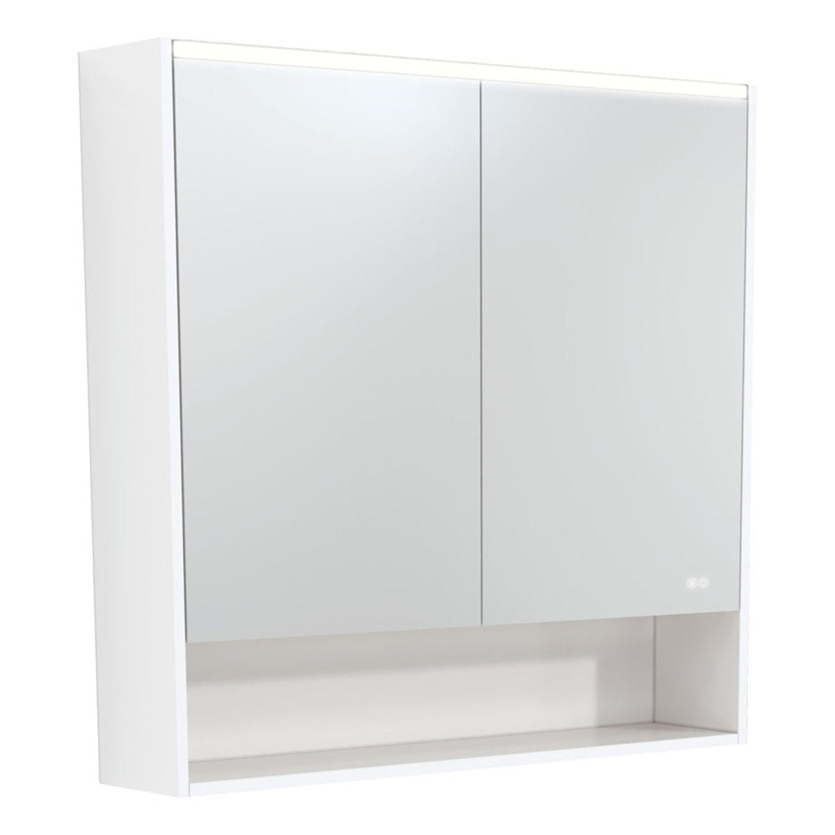 Fienza 900 LED Mirror Cabinet with Display Shelf, Satin White