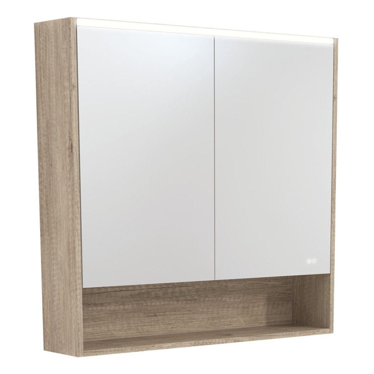 Fienza 900 LED Mirror Cabinet with Display Shelf, Scandi Oak
