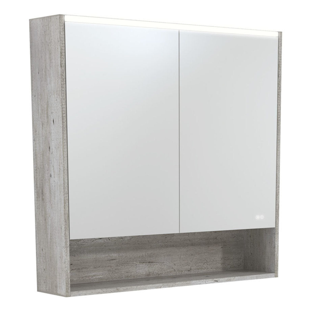 Fienza 900 LED Mirror Cabinet with Display Shelf, Industrial
