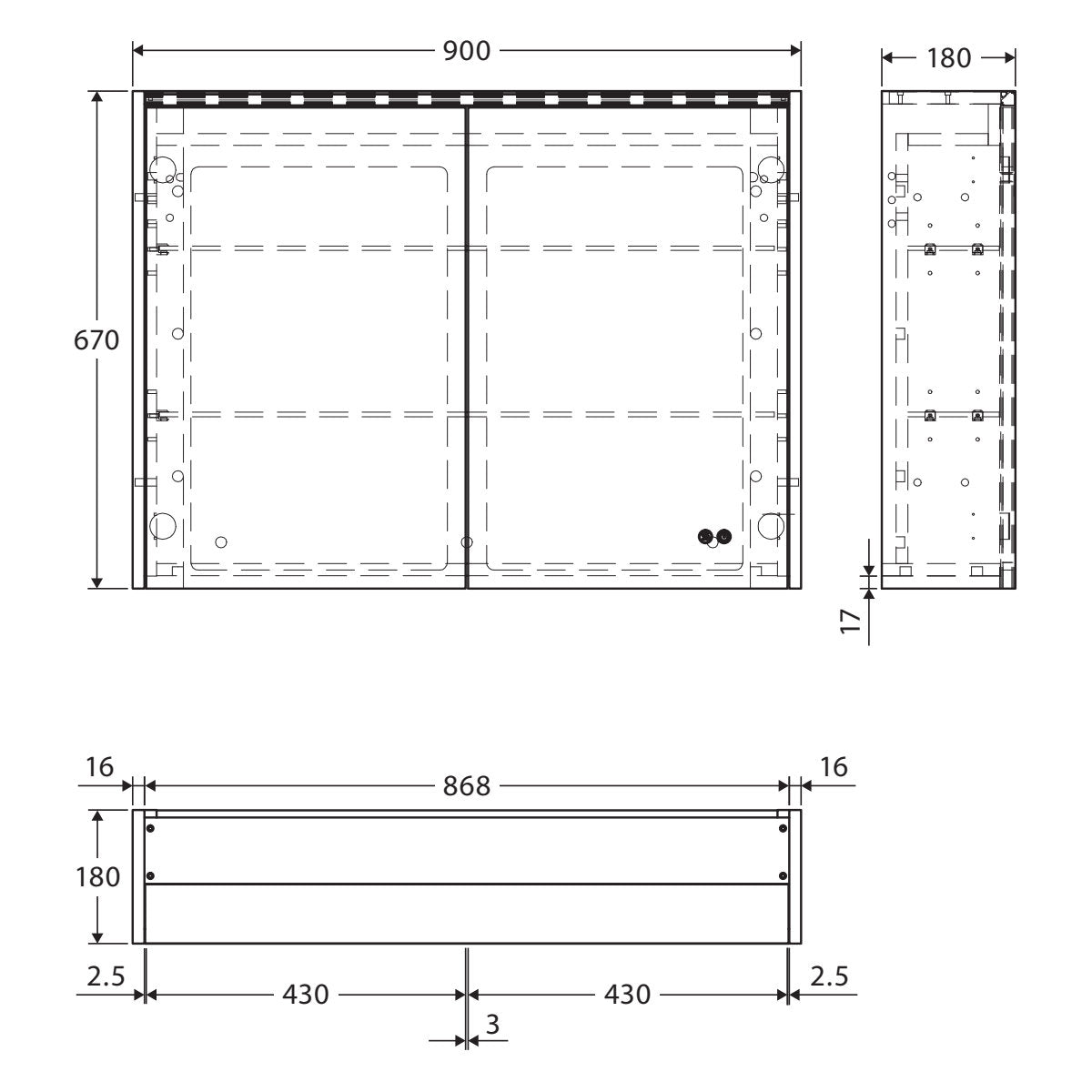 Fienza 900 LED Mirror Cabinet with Walnut Side Panels
