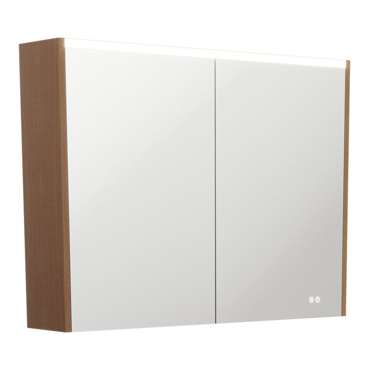 Fienza 900 LED Mirror Cabinet with Walnut Side Panels