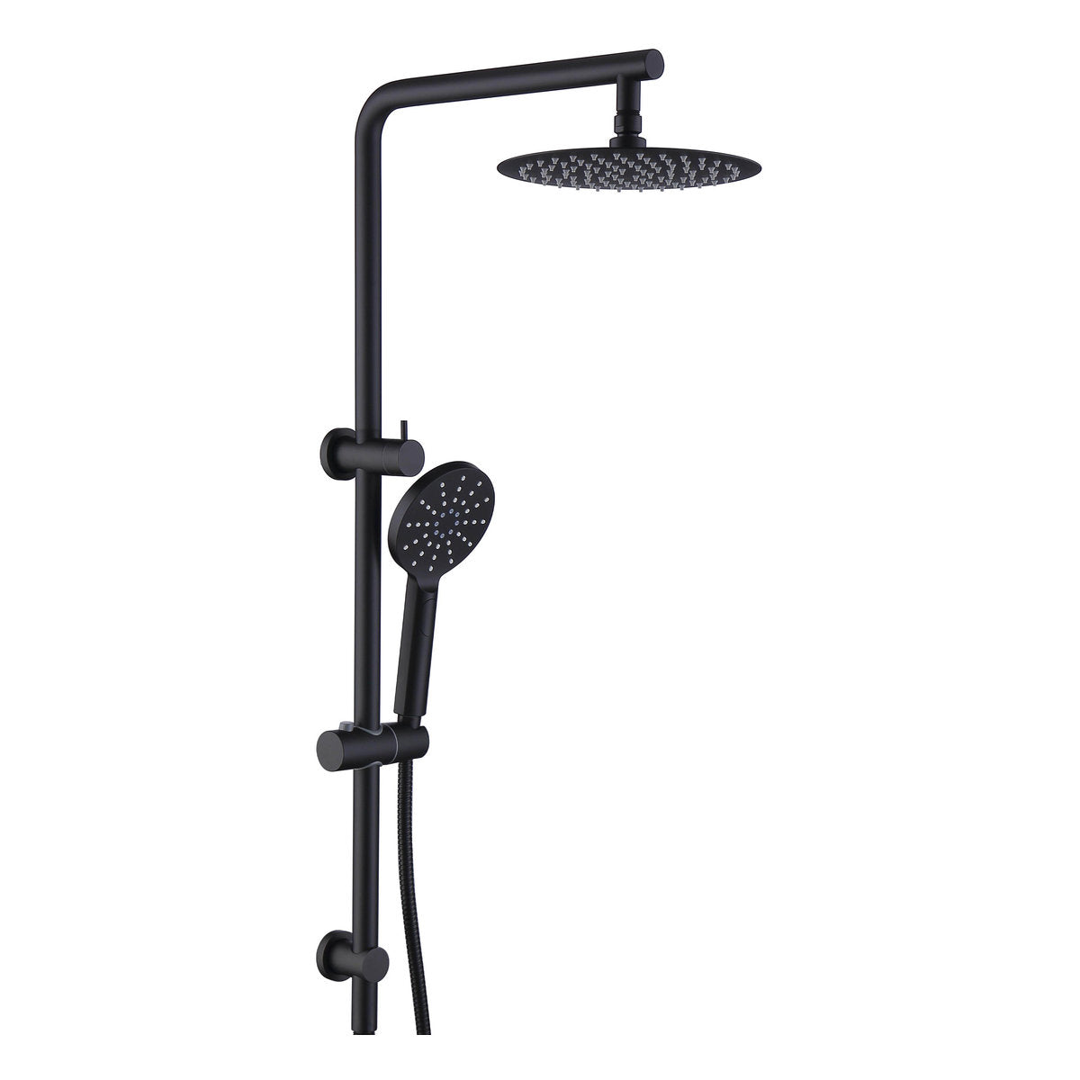 Otti Pavia 250mm Matte Black Twin Shower On Rail Top Inlet Round