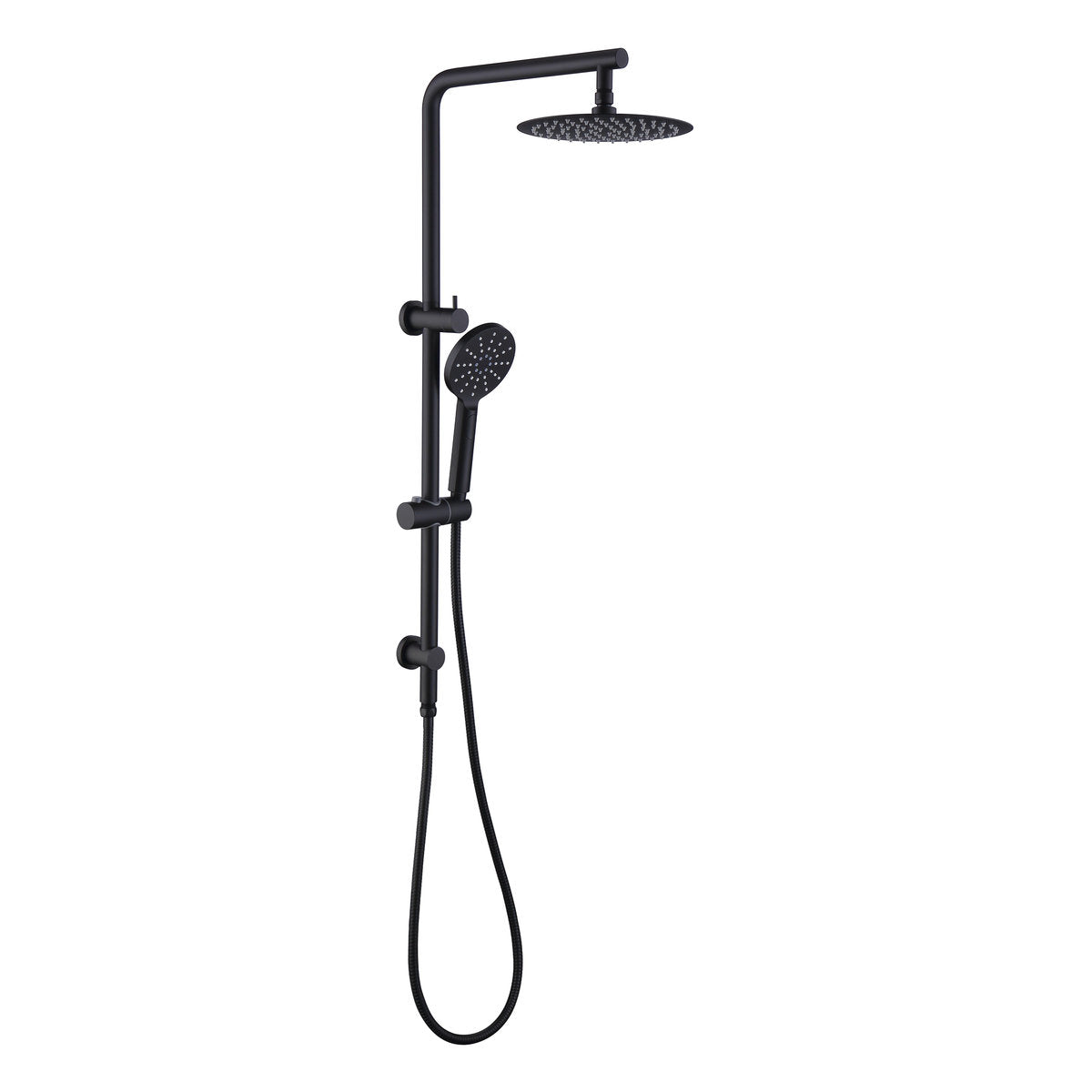 Otti Pavia 250mm Matte Black Twin Shower On Rail Top Inlet Round