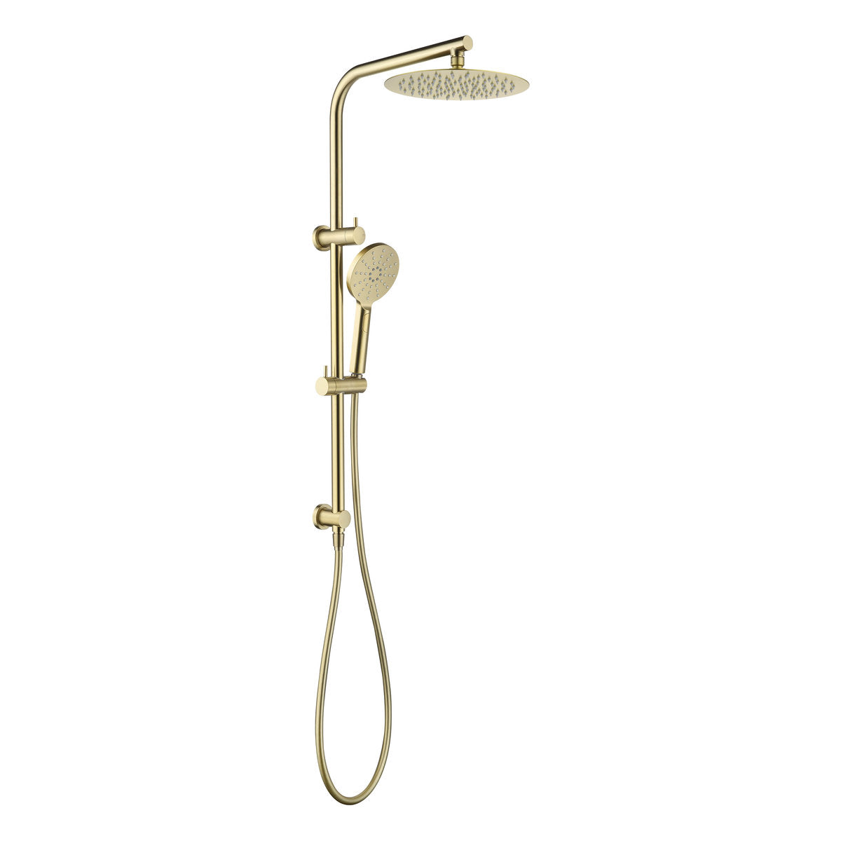 Otti Pavia 250mm Brushed Gold Twin Shower On Rail Top Inlet Round