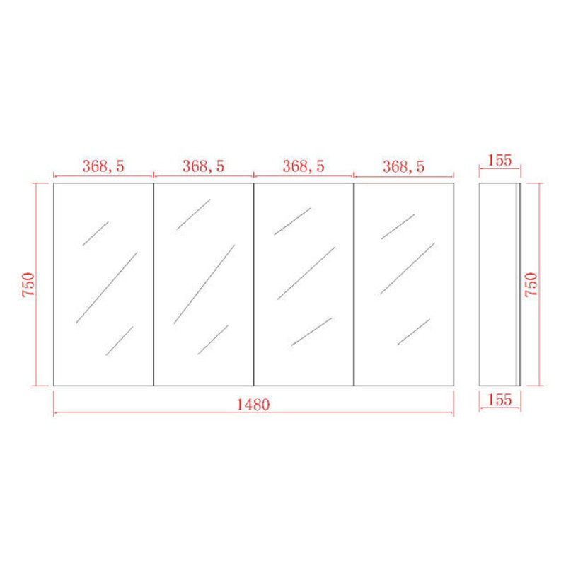 Polar Shaving Cabinet, Gloss White, 1500mm