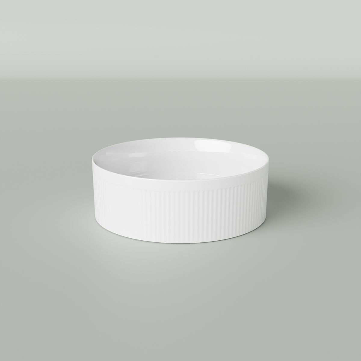 Paco Fluted Above Counter Ceramic Basin - White Gloss