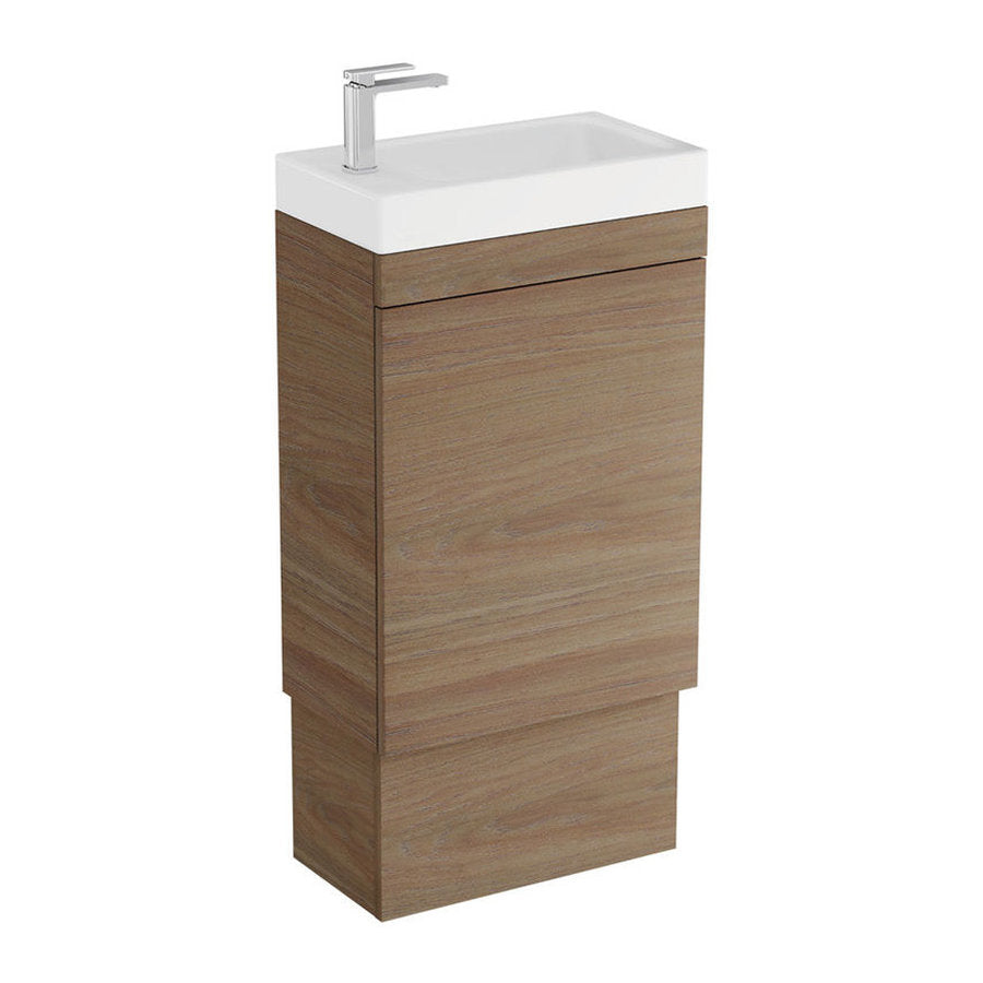 Fienza Riley Slim Ensuite 450 Floor Standing Vanity, Denzel Basin-Top