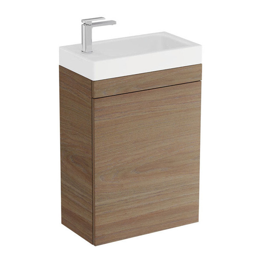 Fienza Riley Slim Ensuite 450 Wall Hung Vanity, Denzel Basin-Top