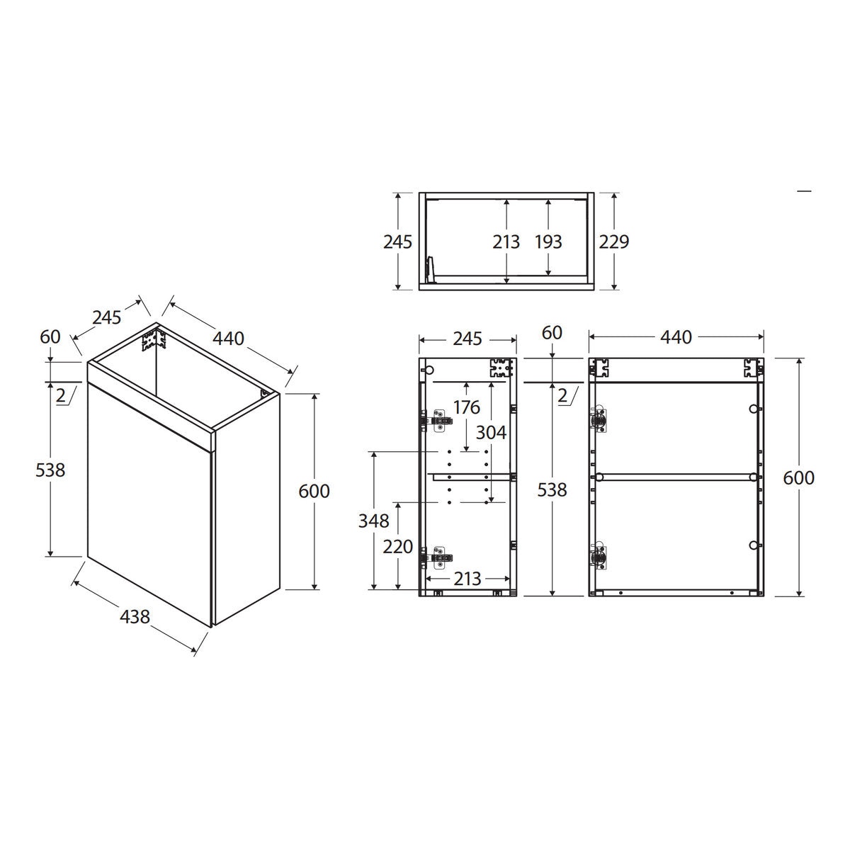 Fienza Riley Slim Ensuite 450 Wall Hung Vanity, Ralph Basin-Top
