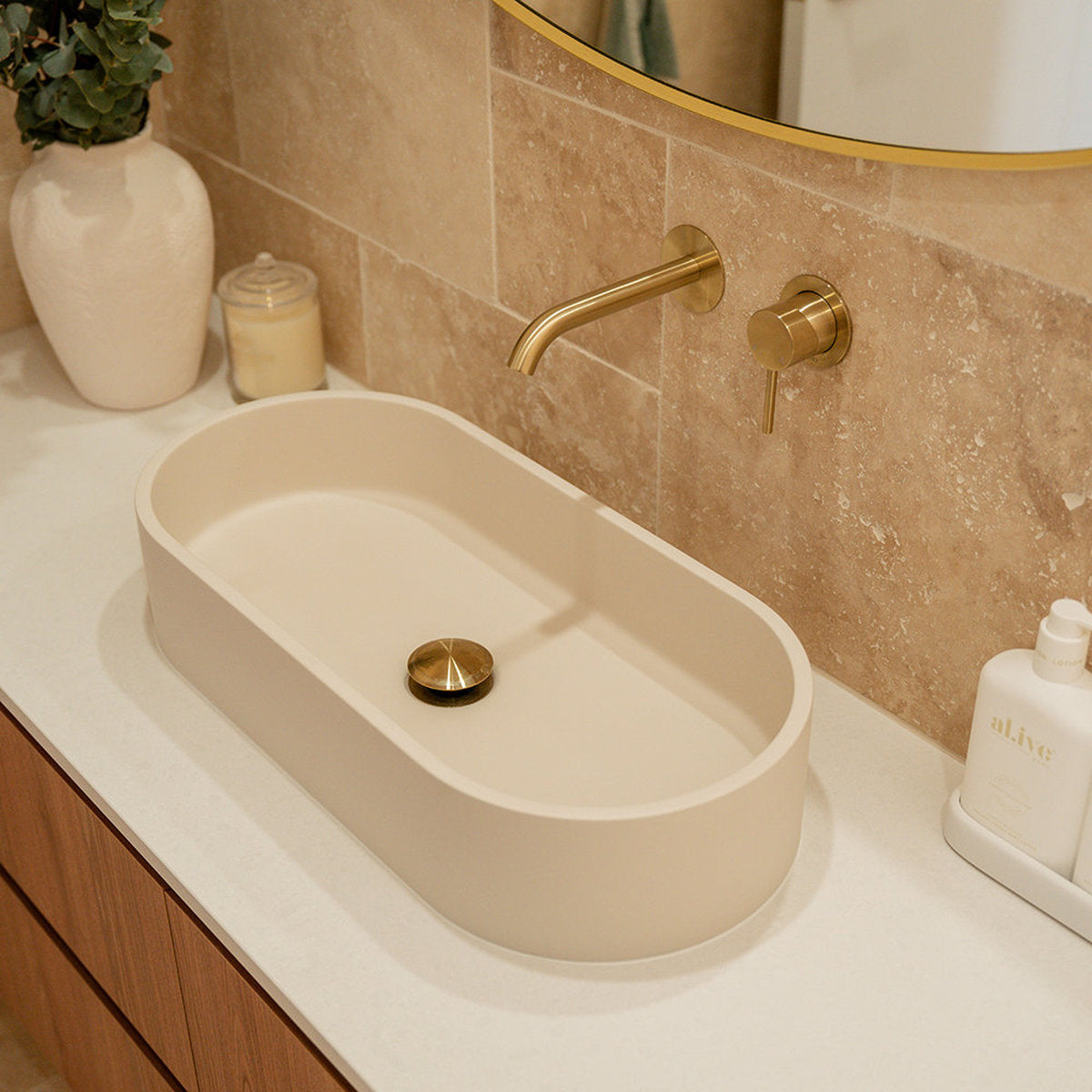 Fienza Jada Pill Concrete Above Counter Basin, Warm White