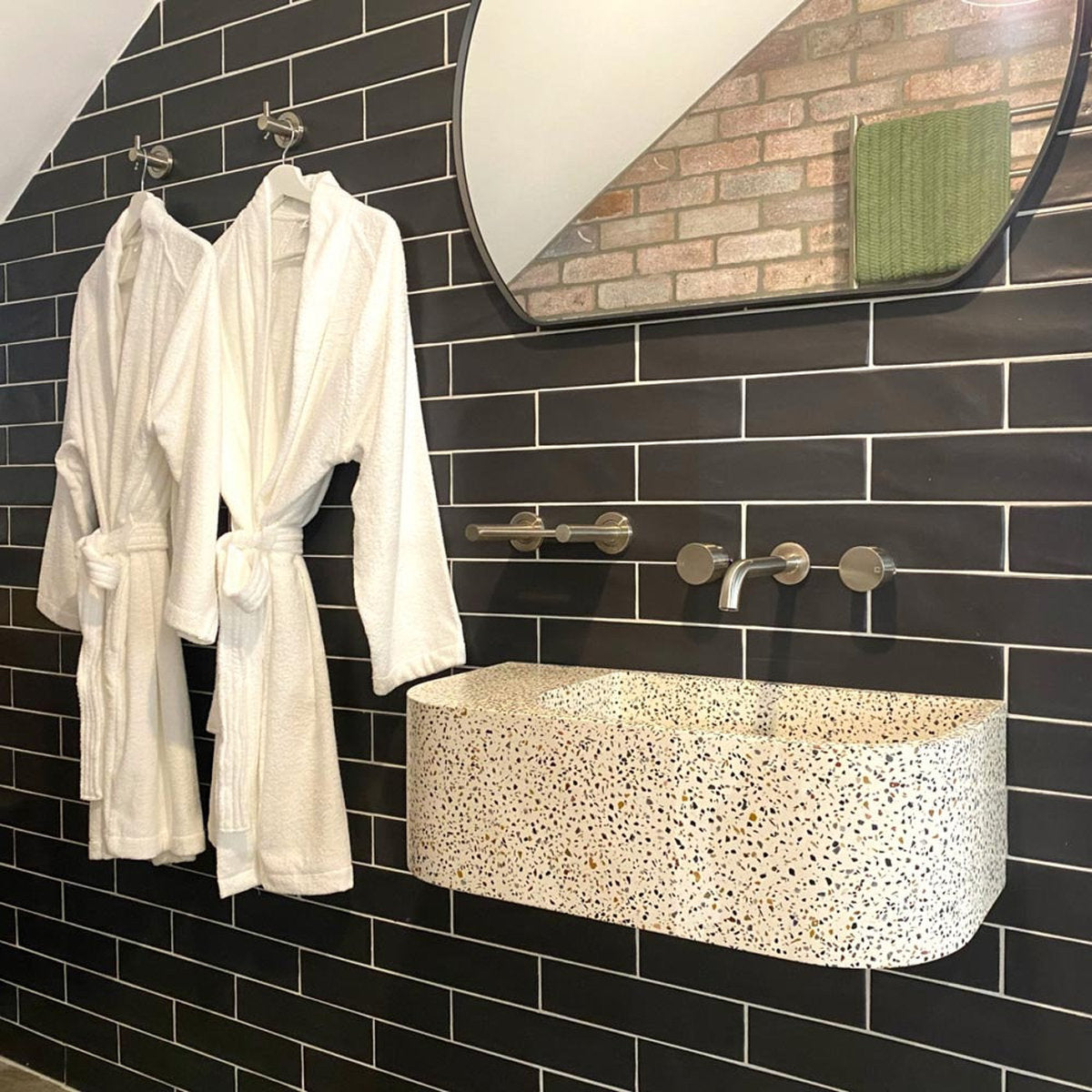 Fienza Blanca Concrete Wall Basin, Terrazzo