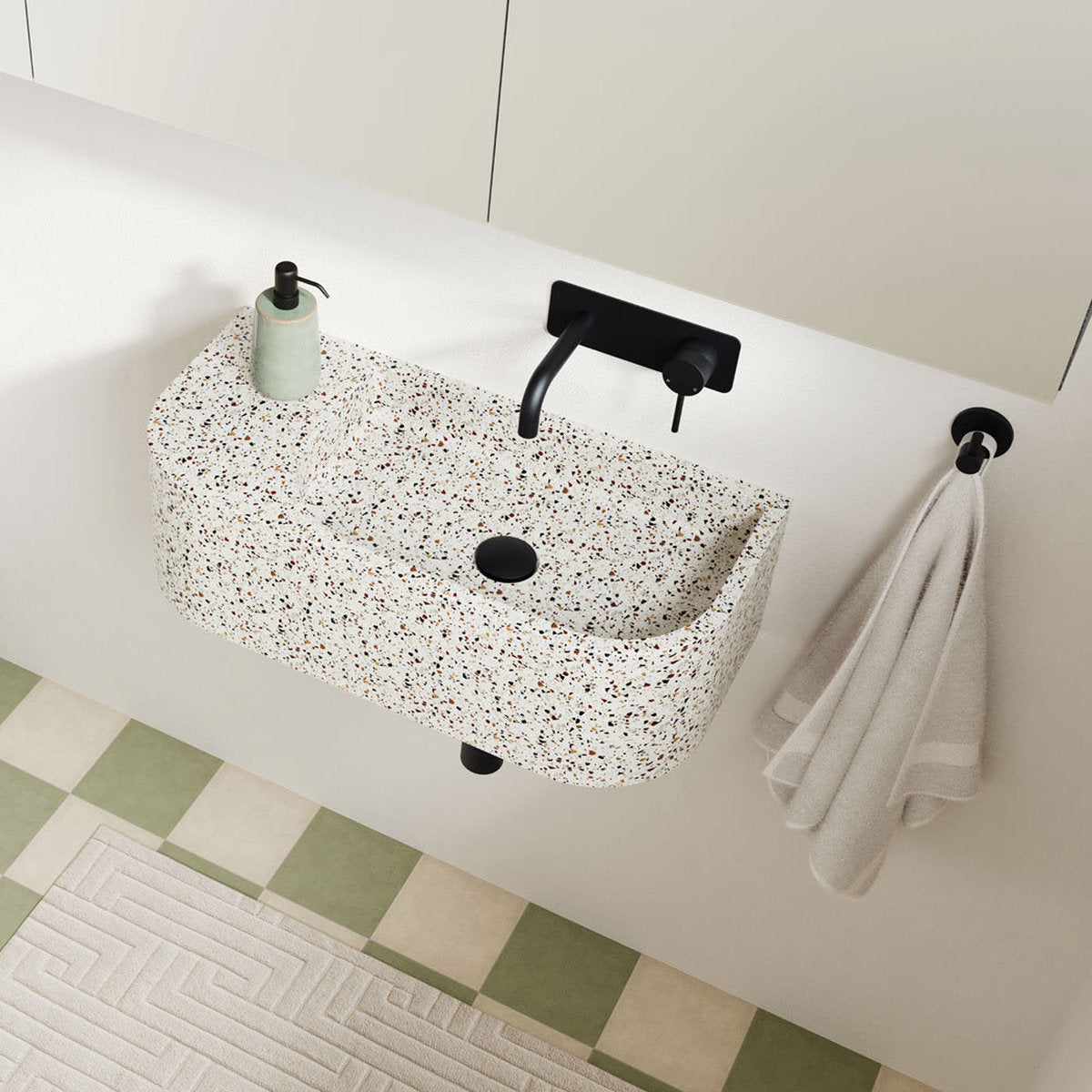 Fienza Blanca Concrete Wall Basin, Terrazzo