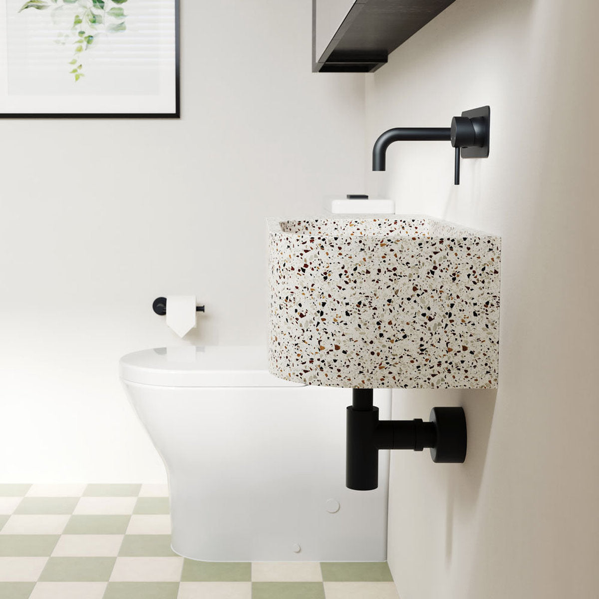 Fienza Blanca Concrete Wall Basin, Terrazzo