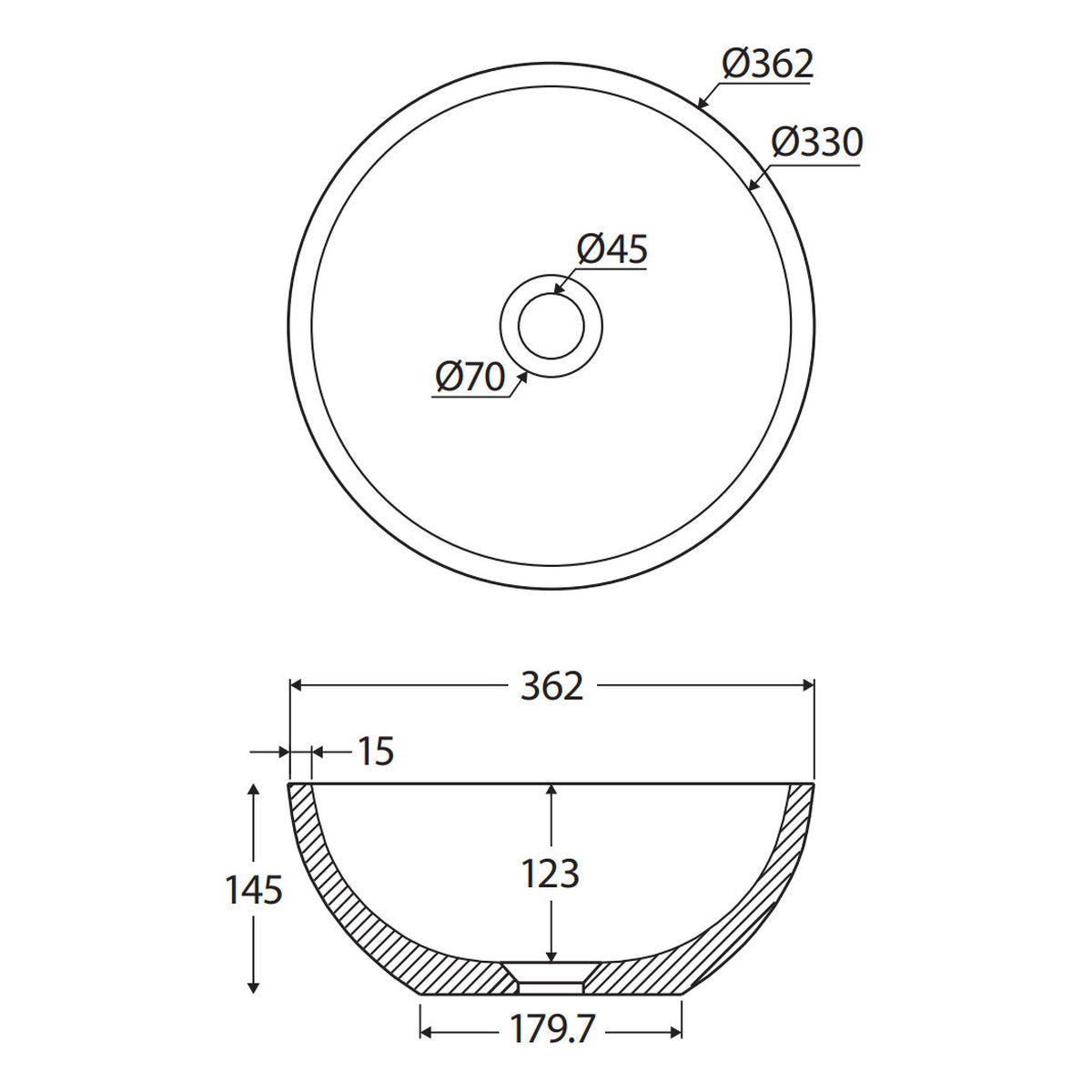 Fienza Alba Round Concrete Above Counter Basin, Sage