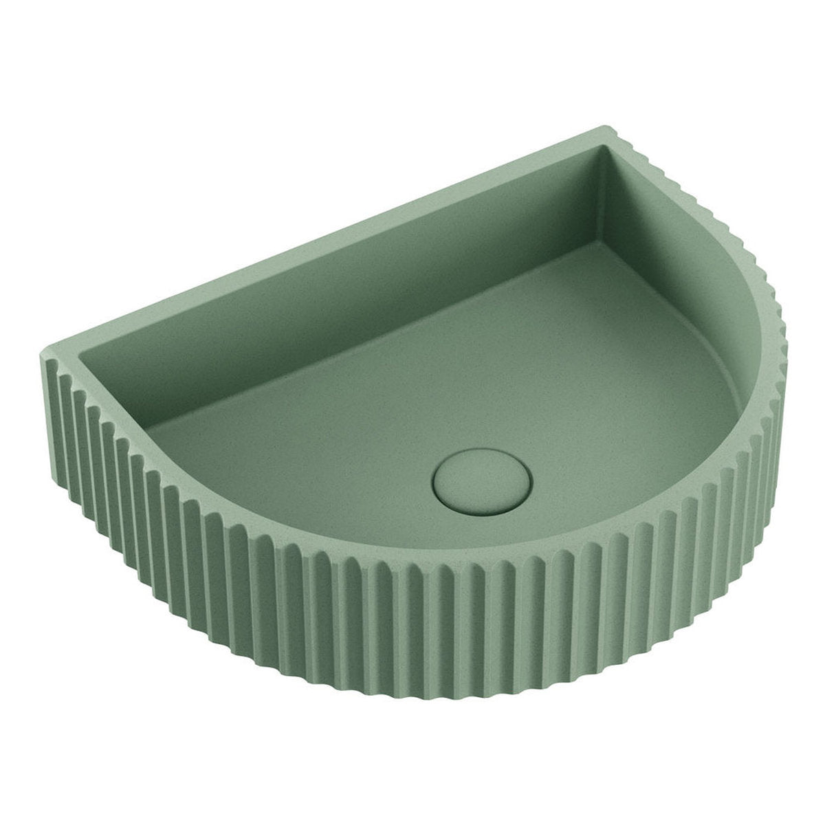 Fienza Valentina Fluted Arch Concrete Wall Basin, Sage