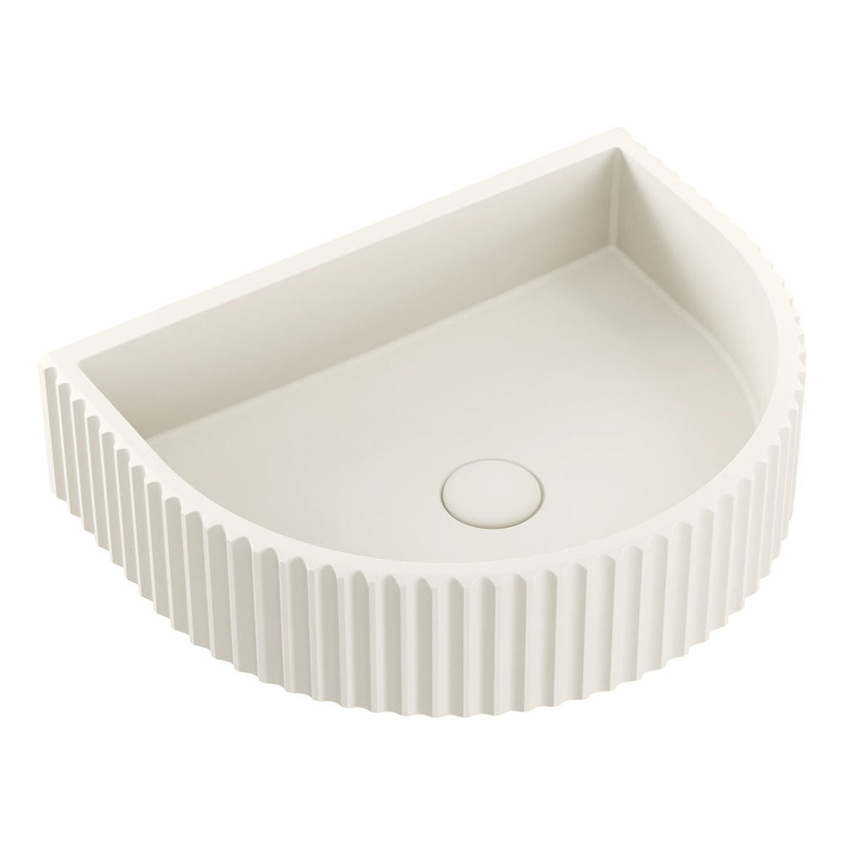 Fienza Valentina Fluted Arch Concrete Wall Basin, Warm White