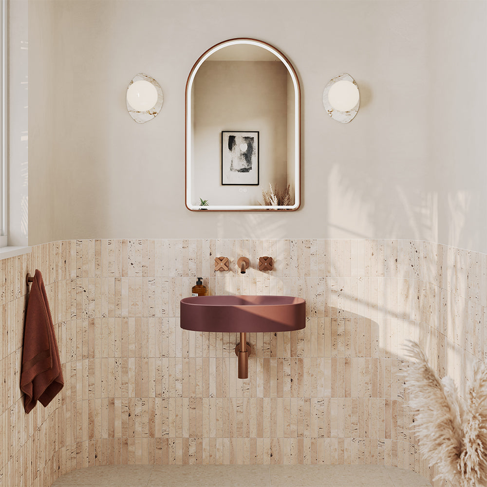 Fienza Paloma Pill Concrete Wall Hung Basin, Mulberry