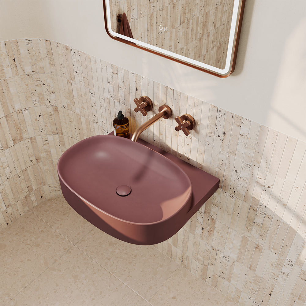 Fienza Paloma Pill Concrete Wall Hung Basin, Mulberry