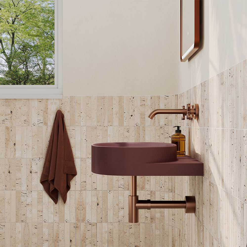 Fienza Paloma Pill Concrete Wall Hung Basin, Mulberry