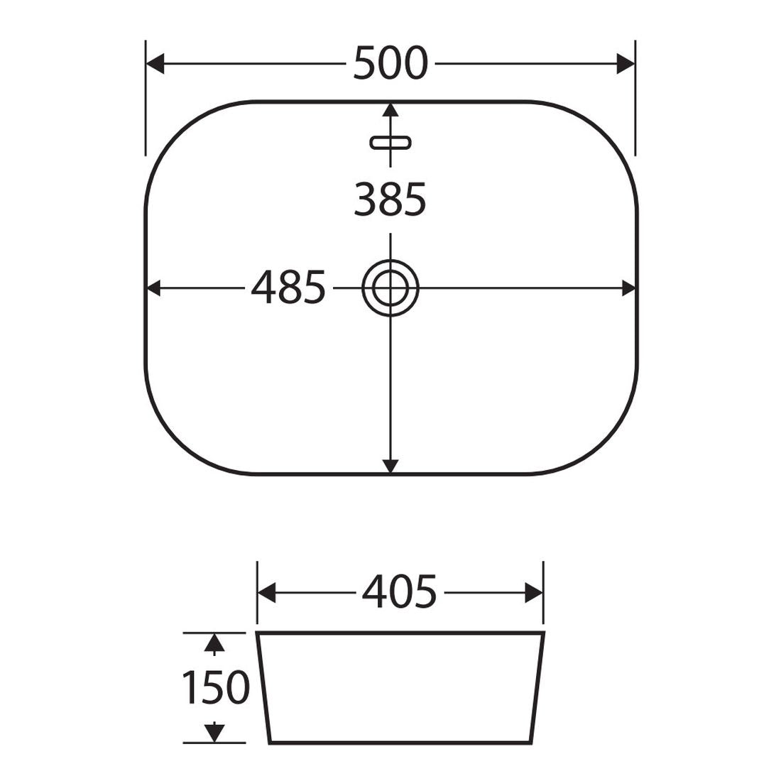 Koko 500 Above Counter Basin with Overflow