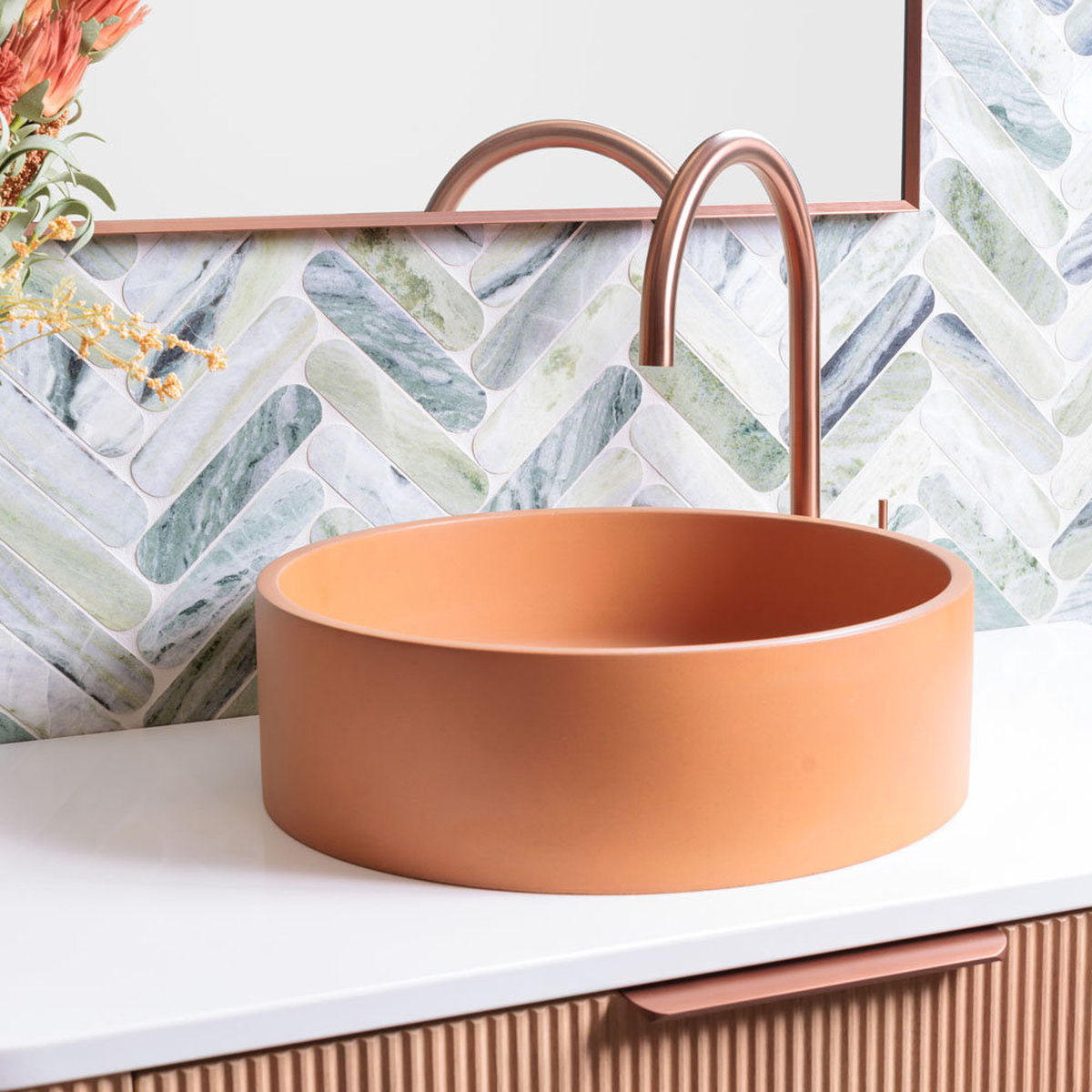 Fienza Jada Round Concrete Above Counter Basin, Tuscan